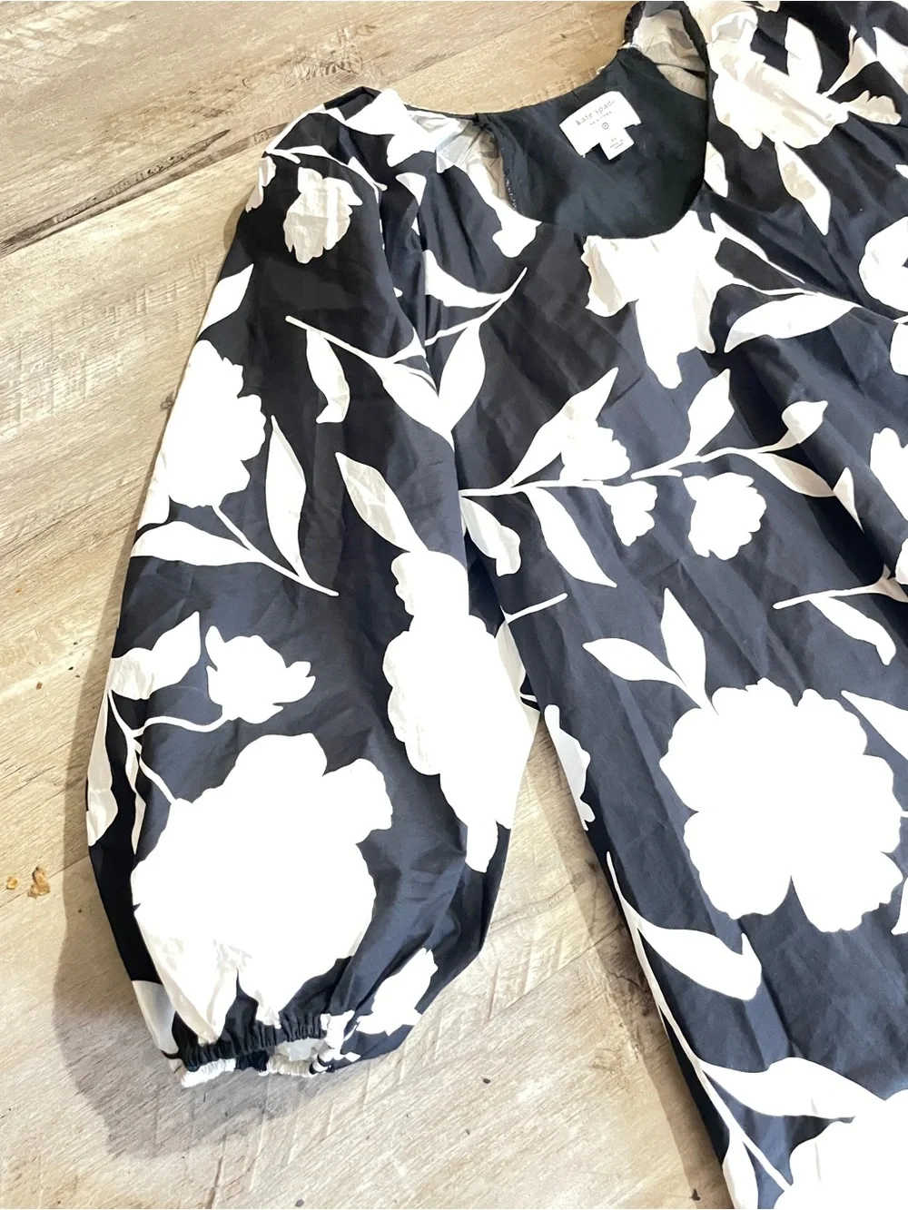 Kate Spade XS Black White Floral Mod 60s Retro Cotton Mini Shift Dress